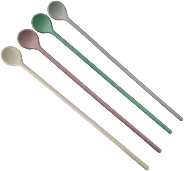 4Pcs Silicone Long Stirring Spoons, 9.9 Inch Reusable Drink Stirrers for Coffee, Cocktail, Tea, and Beverages Mixing Spoons for Home Bar and Kitchen