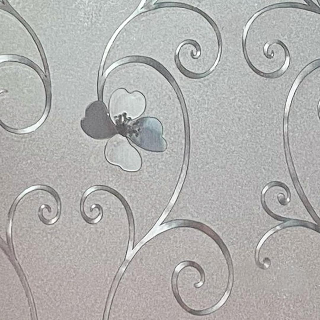 Niviy Frosted Window Glass Film - No Glue Door Window Covering for Office and Home Decoration, 35.4 x 78.7 inches (Flower)