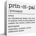 Principal Gifts for Women Men, Principal Appreciation Thank You Gifts School Principal Christmas Birthday Teacher's Day Retirement Gift, Principal Definition, Wooden Box Sign Desk Decor