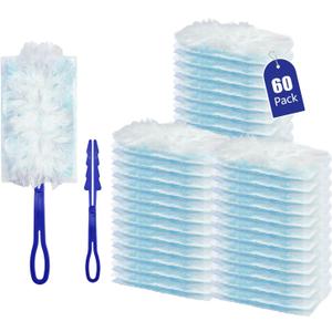 60 pcs 180 Duster Refills Compatible with Swiffer Dusters Handle,Disposable Heavy Duty Dusters Refills Multi Surface Dusting Brush with 2 Handle