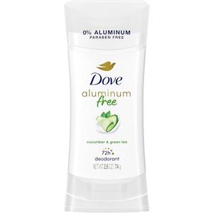 Dove Aluminum Free Deodorant for Women 4 Count Cucumber and Green Tea 72 hour odor protection 2.6 oz. 1 is pre-owned. 3 are new
