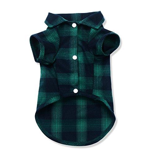 Koneseve Dog Shirt, Pet Plaid Clothes T-Shirt Sweater Matching Breathable for Small Medium Large Dog Cat Puppy Adorable Casual Cozy Halloween Thanksgiving Christmas Costumes (Green; 4XL)