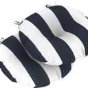 LVTXIII Outdoor Bistro Seat Cushions 15"x15"x4" Water Repellent Seat Cushions with Ties Patio Fluffy Chair Pads for Home Office and Patio Garden Furniture Decoration, Round, Set of 2, Cabana Navy