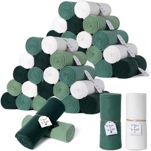 48 Pack Wedding Fleece Blankets Bulk 50 x 60 Inch Soft Lightweight Throw with to Have to Hold Card for Guests Lap Sleepover Spa Slumber Favors Gifts for Seasons (Gradient Green)