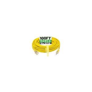 POWGRN 100 ft 12/3 Outdoor Extension Cord Waterproof Heavy Duty with Lighted Indicator End 12 Gauge 3 Prong, Flexible ColdResistant Long Power Cord Outside, 15Amp 1875W SJTW Yellow ETL Listed