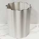 White and Black Ceramic Fluted Small Bathroom Trash Can 2 Gal - Luxury Stone Trash Can-Heavy & Decorative Garbage Bin for Bathroom, Kitchen, Office, Bedroom & Living Room Corner (White and black)