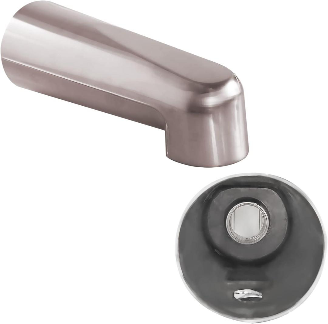 SENTO Nickel Universal Heavy Durable Metal Bathroom Tub Spout Without Diverter, Heavy Duty Metal Bathtub Faucet Without Shower Diverter - 7 Inches 1/2" IPS Inside Thread, Satin Nickel