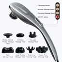 MEGAWISE Handheld Back Massager | Deep Tissue Percussion Massage for Back, Neck, Shoulders, Waist and Legs (Silver Grey) with 6ft Power Cord, Ergonomic Handle