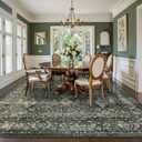 Lahome Margot Boho Green Area Rugs 9x12 Living Room,Washable Large Rugs for Bedroom Aesthetic,Vintage Distressed Non Slip Low Pile Dining Room Rug Carpet for Home Office Playroom(9'x12',Green)