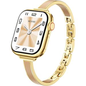Mesime Slim Dressy Watch Band Compatible with Apple Watch Bands for Women 49mm/46mm/45mm/44mm/42mm(Series 3 2 1), Jewelry Bracelet Metal Designer Fancy Strap 