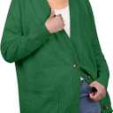 GRECERELLE Women's 2025 Fall Cardigan Sweaters Oversized Open Front Button Knit Outwear Coats with Pockets (Medium, Dark Green)