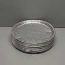 WOPPLXY 25 Pack Disposable Aluminium Foil Serving Trays, 12 Inch Round Aluminum Foil Pans, Disposable Round Foil Pizza Pans for Pizzas, Vegetable, Fruit, Cake, Cookies