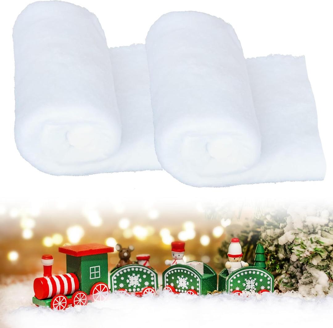 2 Pack Christmas Snow Blanket, Christmas Fake Snow Blanket for Christmas Decorations, Under The Christmas Tree-Thick White Soft and Fake Snow Cover for Holiday Decor and Winter Displays (8x3 ft)