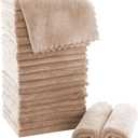 MOONQUEEN Ultra Soft Premium Washcloths Set - 12 x 12 inches - 24 Pack - Quick Drying - Highly Absorbent Coral Velvet Bathroom Wash Clothes - Use as Bath, Spa, Facial, Fingertip Towel (Brown)