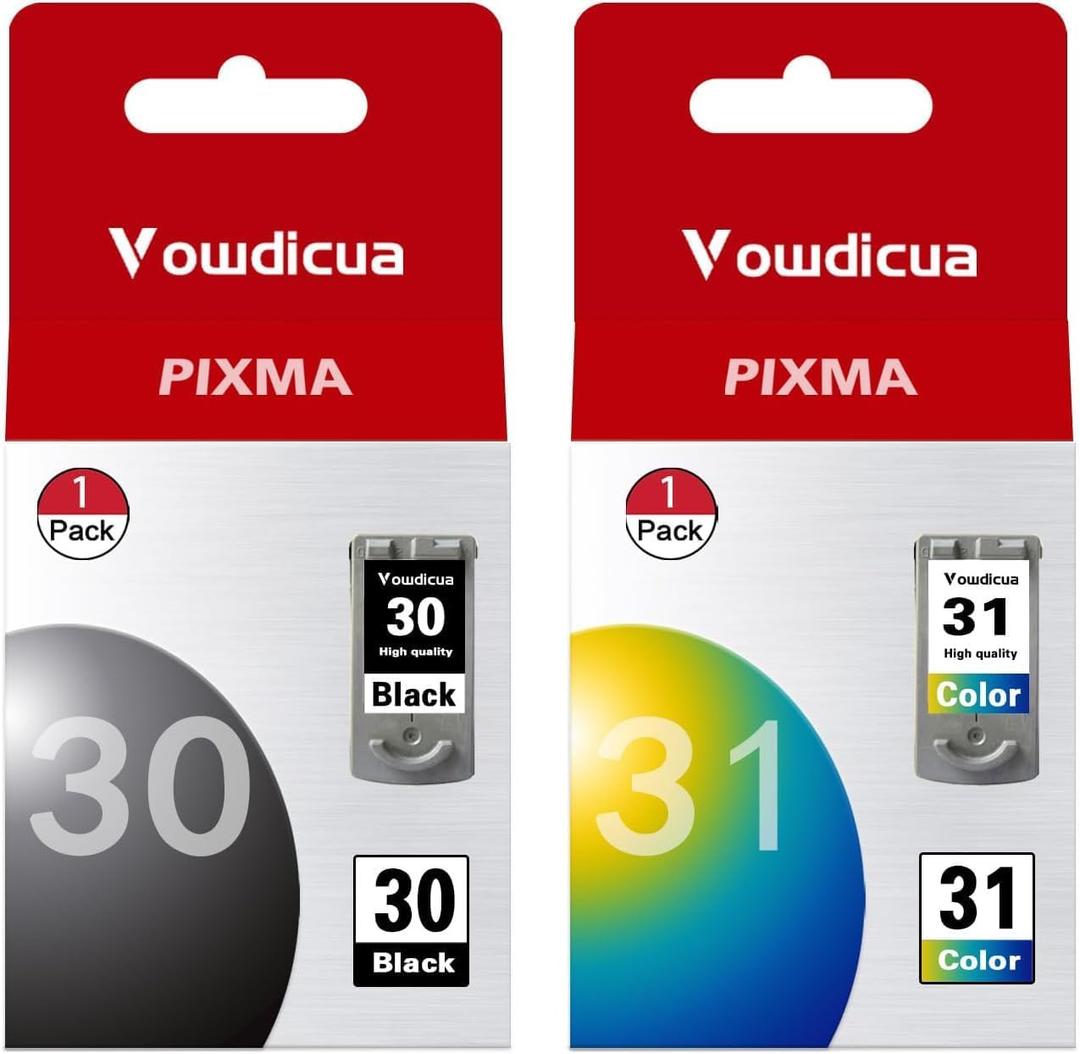 PG-30 CL-31 Ink Cartridges 2-Pack (Black, Color) High Capacity Compatible for Canon PIXMA iP2600 iP1800 MX310 MX300 MP210 MP470 MP140 MP190 Printer