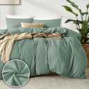 Dreamhood Duvet Cover Queen Size 90x90 and 2 Pillow Cases Soft Comfy Duvet Cover Set 3 Pieces with Button Closure Breathable Durable Bedding for All Seasons Summer Green