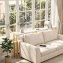 90" Narrow Sofa Table with Outlets (2 AC Outlets & 2 USB Ports), Behind Couch Table with Charging Station, Long Skinny Console Table for Living Room, Entryway and Hallway (White & Gold), 90.5"W x 5.9"D x 31.1"H