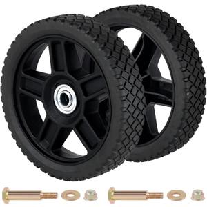 CheeMuii 7 Inch Lawn Mower Wheels 2 Pack 7" Push Mower Wheels with Bolts Gaskets and Lock Nuts Kit Fit for Most Standard push Lawn Mowers/Generator/Garden Tiller/Handtruck
