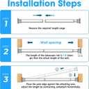 1Pack Black Tension Curtain Rods 31 to 76 Inch Small Curtain Rods No Drilling Short Tension Rod Adjustable Spring Curtain Rod for Windows Door Closet Pressure Rod