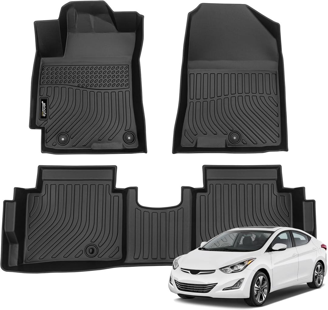 Jenofa-Floor Mats for Hyundai Elantra 2017-2020 (Not for Elantra GT) Floor Liner Waterproof All Weather Car Mats Custom Fit Elantra Durable TPE Rubber Mat for Elantra Accessories Black