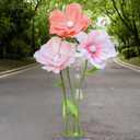 5.9Ft Giant Paper Poppy Flowers for Decor - Lifesize Artificial Poppies with Stand for Wedding, Party, Mother's Day, Realistic Large Floral Backdrop for Photography, Window Event Display (Pink Orange)