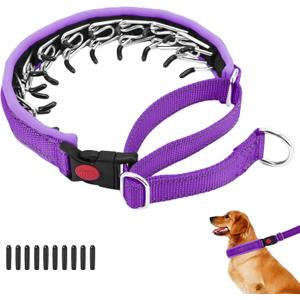 Martingale No Pull Dog Collar for Dogs, Heavy Duty Nylon Reflective Adjustable Anti Pull Slip Collar with Buckle for Training Walking (Medium, Purple)