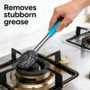 2 x 2PCS Steel Wool Scrubber with Handle Rustproof, Cast Iron Scrubber, Stubborn Messes Pot Brush, Remove Dirt for Cleaning Stoves,Sinks Dishes Grills Bowls & Metal Wire Sponge for Kitchens,Bathroom