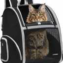 FERMAO Pet Backpack Carrier, Large Cat Carrier Backpack Up to 20 Lbs with Breathable Mesh, for Medium Large Cats or Small Dogs, Travel Hiking Camping Backpack (Black-XL)