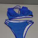 Women's Push Up V Neck Bikini Sets Criss Cross Back Two Piece Bathing Suit Blue XS