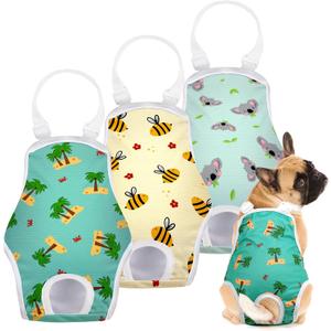 Jollywoods 3 Pack Washable Female Dog Diaper Onesie Sanitary Pantie with Adjustable Suspender, Reusable Fixed Doggie Diapers, Super Absorbent Leakproof for Medium Dog in Heat Cycle M