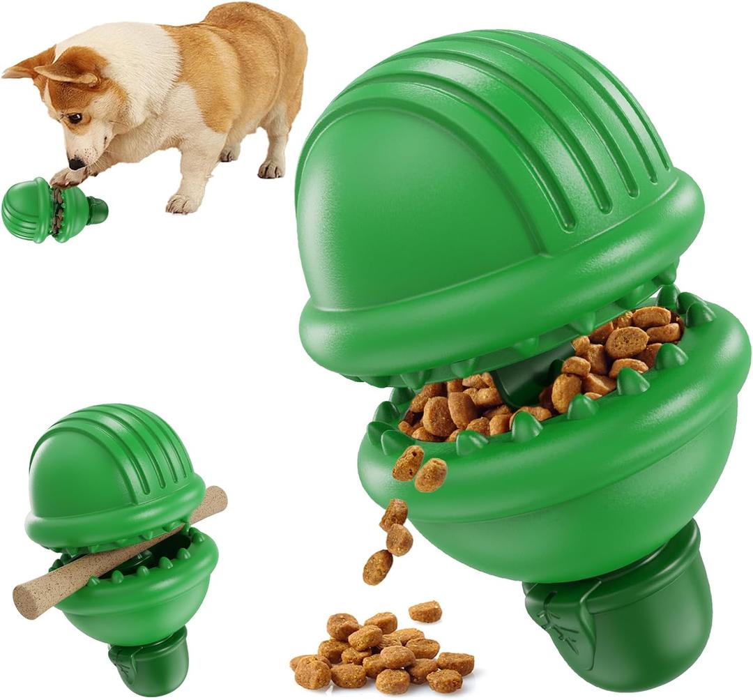 Dog Chew Toys for Aggressive Chewers, Bully Stick Holder, Non-Toxic Durable Dog Puzzle Toy, Teething & Interactive Venus Flytrap Design, Gift for Dogs, Green