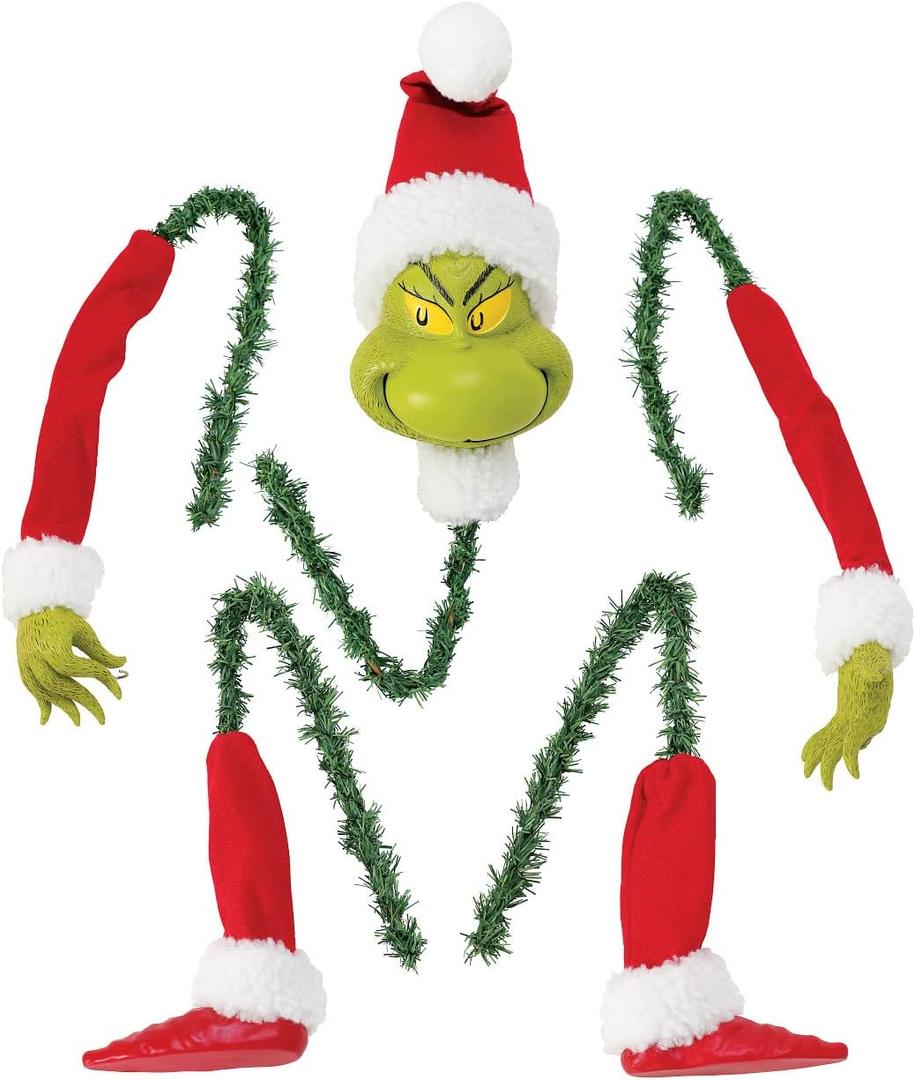 Department 56 Dr. Seuss The Grinch by Possible Dreams Decorate in a Cinch Tree Topper Set, 8 Inch, Multicolor