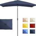 6.5x10FT Rectangular Patio Umbrella with Push Button Tilt & Crank Lift for Garden,UV Protection Outdoor Umbrella for Deck,Pool and Yard,Navy