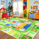 BATATADOCE Kids Rugs for Playroom - Educational Rug with ABC Alphabet, Animals Colors, ABC Rugs for Children Playroom Cartoon Kids Play Mat for Bedroom Decor, Green, 4x6 Feet