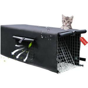 Animal Trap Cage Cover, Trap Cage Cover with Mesh Window for 1-2 Door Humane Animal 32inch, Heavy Duty Animal Trap Cover [Only Cover] (32" x 10" x 12", Black Trap Cage Cover)