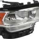 Nakkaa Passenger Side Halogen Headlight Assembly Compatible with Ram 2500 3500 2019-2024w/Bulb Front Right CH2503334 Chrome Headlamp