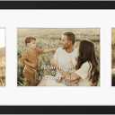 Giftgarden 5x7 Collage Picture Frame 3 Openings Horizontal, Textured Metal 8x24 Frame Matted to Three 5x7 Photos with Mat, Wall Display, Black