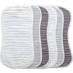 MUKIN Baby Muslin Burp Cloth Set of 6, Ultra Soft Absorbent Thick Cotton Burping Cloths for Unisex Newborn Babies, 20'' by 10'' Neutral Milk Spit Up Rags Boys Girls - Baby Must Haves. (Gradient Grey)