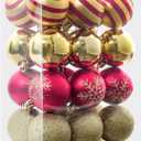 24pcs Xmas Balls 6cm/2.4" Red and Gold Christmas Balls Christmas Tree Hanging Ornaments for Festival Wreath Garland New Year Party