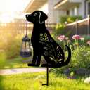 Bshine Dog Solar Light Outdoor Garden Decoration, Waterproof Metal Stake Black Outdoor Statue Lantern, Lawn Ornaments for Yard, Path, Patio, Sculpture Black Dog Gift Halloween Decor Housewarming Gift (Dog 21x9.6inch)