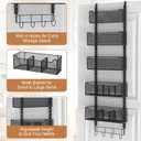 VyGrow Over The Door Organizer, Metal Door Organizer Hanging with 5 Adjustable Baskets and Coat Hook, Behind The Door Storage for Bedroom Closet Bathroom Pantry Cabinet Kitchen, Black