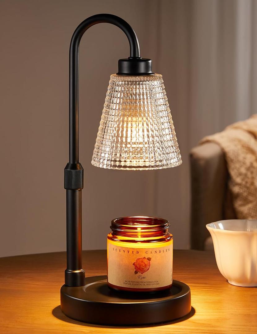 Candle Warmer Lamp with Timer, Dimmable Candle Warmer for Jar Candles, Height Adjustable Wax Melts Warmer, Birthday Gifts for Women Mom, House Warming Gifts New Home Decor, Black 