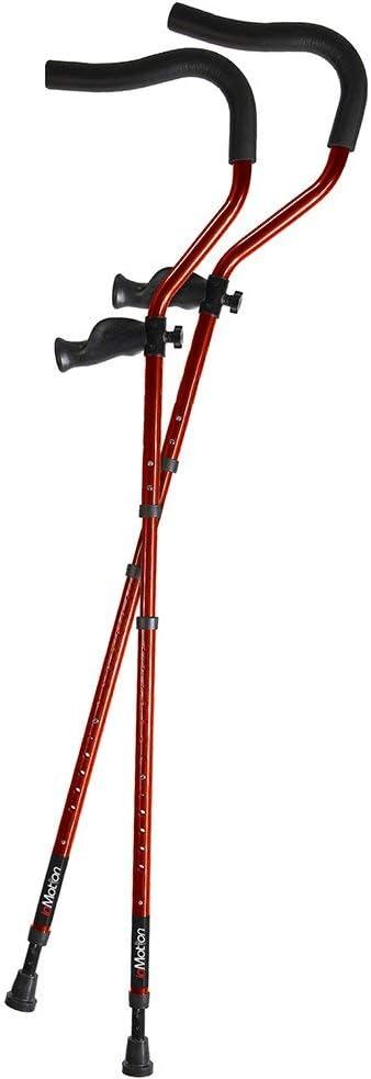 in-Motion Pro Crutches | Foldable | Ergonomic Handles | Spring Assist Technology | Articulating Tips | Size Tall (5'7" - 6'9") | Electric Red