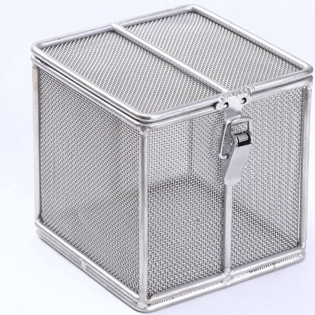 Carligo Multi-Purpose Stainless Steel Mini Organizer Storage Box with Lock - Versatile Basket for Jewelry, Tools, and Small Items (3.6 x 3.6 x 3.6 inches)