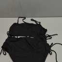 Pink Queen Women's 2 Piece High Waisted Bikini Sets Ribbed Bandeau Ruched Drawstring Swimsuit Bathing Suit (Medium, Black)