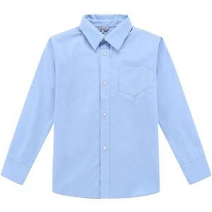 Bienzoe Boys Button Down Shirt: Kids School Uniform Long Sleeve Tops for Concert (7, Blue)