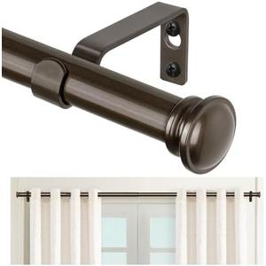 TONIAL Curtain Rods 32 to 58 Inch(2.6-4.8ft), Telescoping Splicing 3/4 Drapery Rods for Windows 20 to 53 Inch(1.7-4.4ft)32 to 58 Inch Decorative Single Rod with Small Cap Finial, Bronze