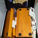 Queensell Mexican Train Dominoes Set Double 15 for Adults and Family, Mexican Train Double 15 Dominoes Set Colored Dot - 136 Tiles, 9 Trains, Wooden Hub, Aluminum Case (Double 15)