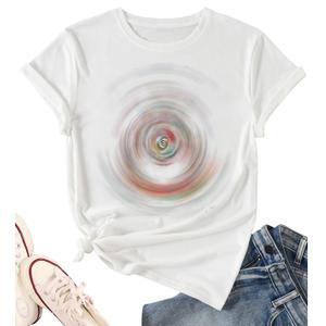 Women Graphic Tee Cute Holiday Vacation Shirt Short Sleeve Casual Tops (X-Large,White) (White, XL)