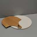 homEdge Pizza Stone Set, Heavy Duty Round Cordierite Baking Stone for Bread, Pizza, Thermal Shock Resistant Cooking Stone with Bamboo Pizza Peel Paddle for Oven and Grill-12 Inches (Diameter)